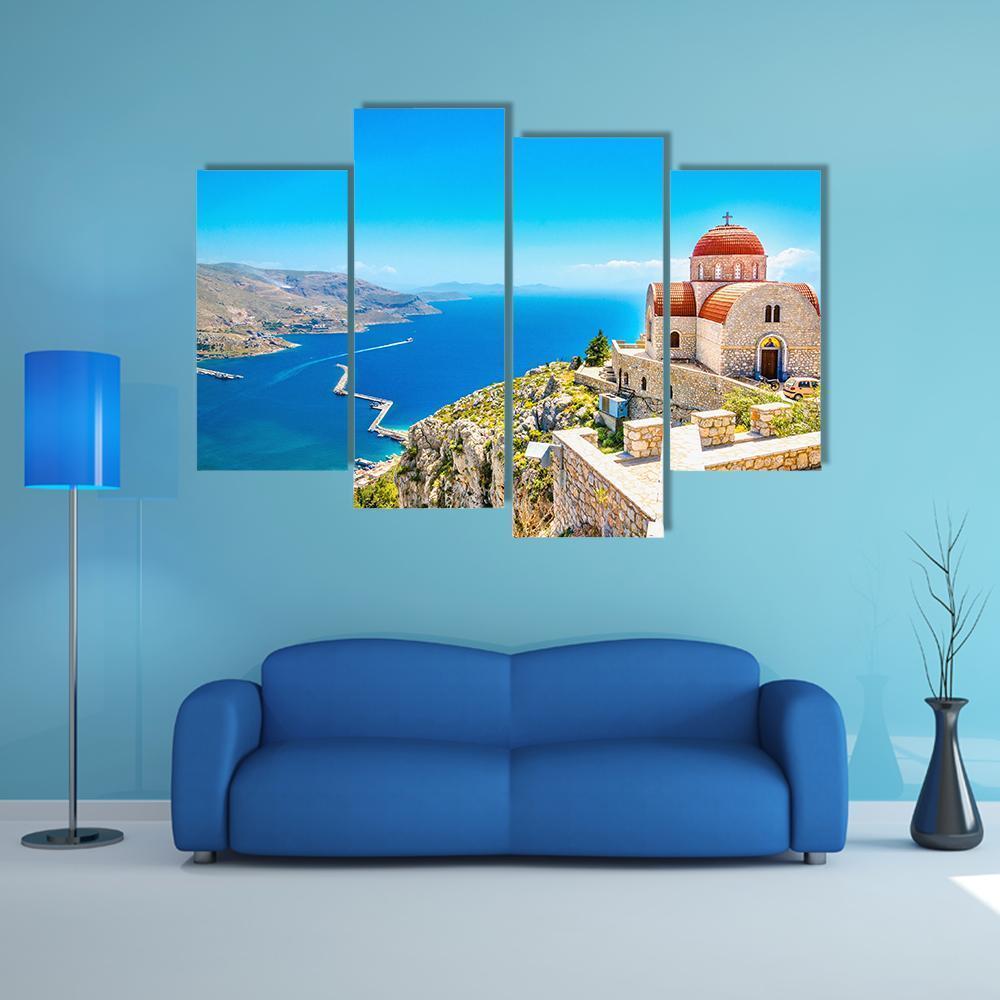 Church On The Cliff Canvas Wall Art-4 Pop-Gallery Wrap-50" x 32"-Tiaracle