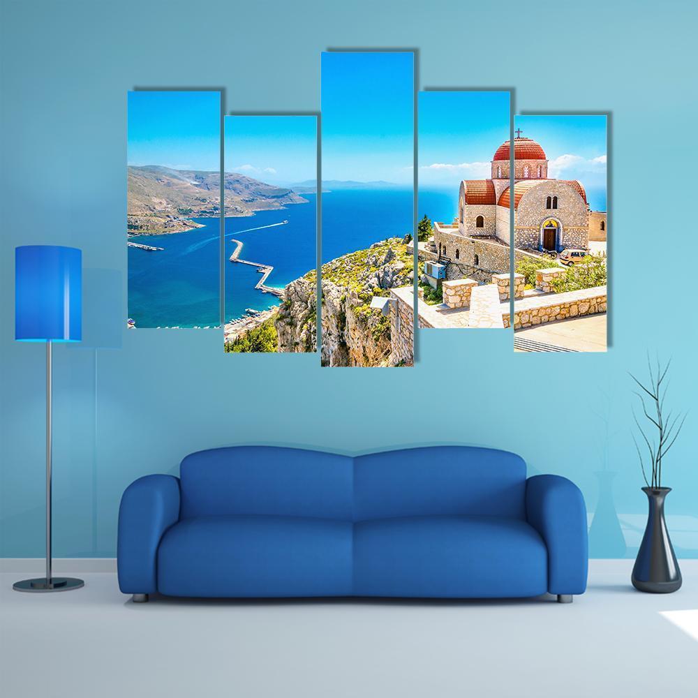 Church On The Cliff Canvas Wall Art-5 Pop-Gallery Wrap-47" x 32"-Tiaracle