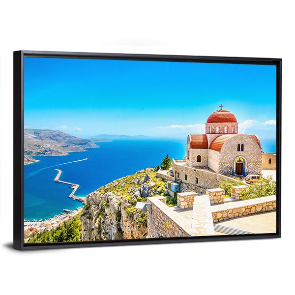 Church On The Cliff Canvas Wall Art-3 Horizontal-Gallery Wrap-25" x 16"-Tiaracle