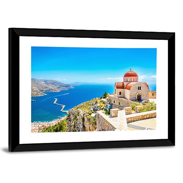 Church On The Cliff Canvas Wall Art-3 Horizontal-Gallery Wrap-25" x 16"-Tiaracle