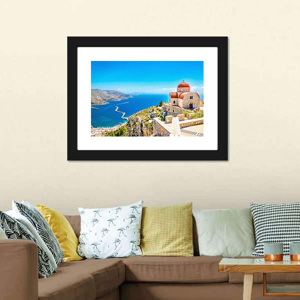 Church On The Cliff Canvas Wall Art-1 Piece-Framed Print-20" x 16"-Tiaracle