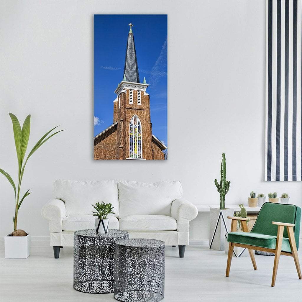 Church Steeple Vertical Canvas Wall Art-3 Vertical-Gallery Wrap-12" x 25"-Tiaracle
