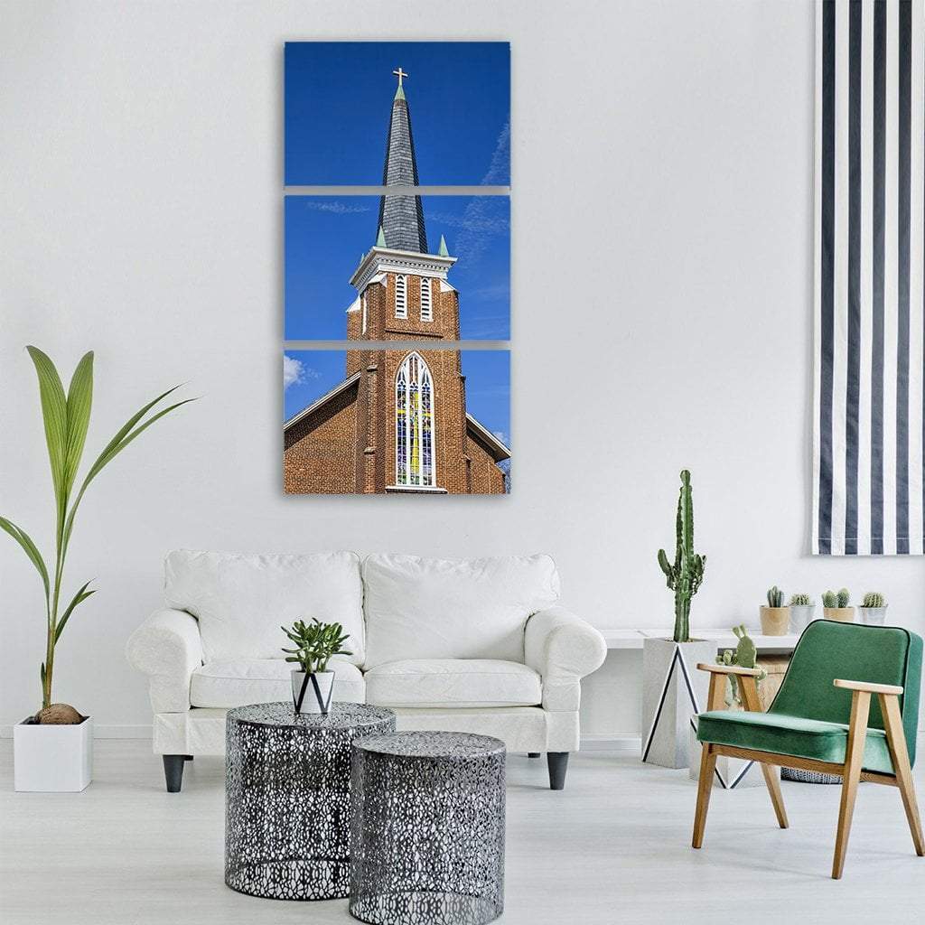 Church Steeple Vertical Canvas Wall Art-3 Vertical-Gallery Wrap-12" x 25"-Tiaracle