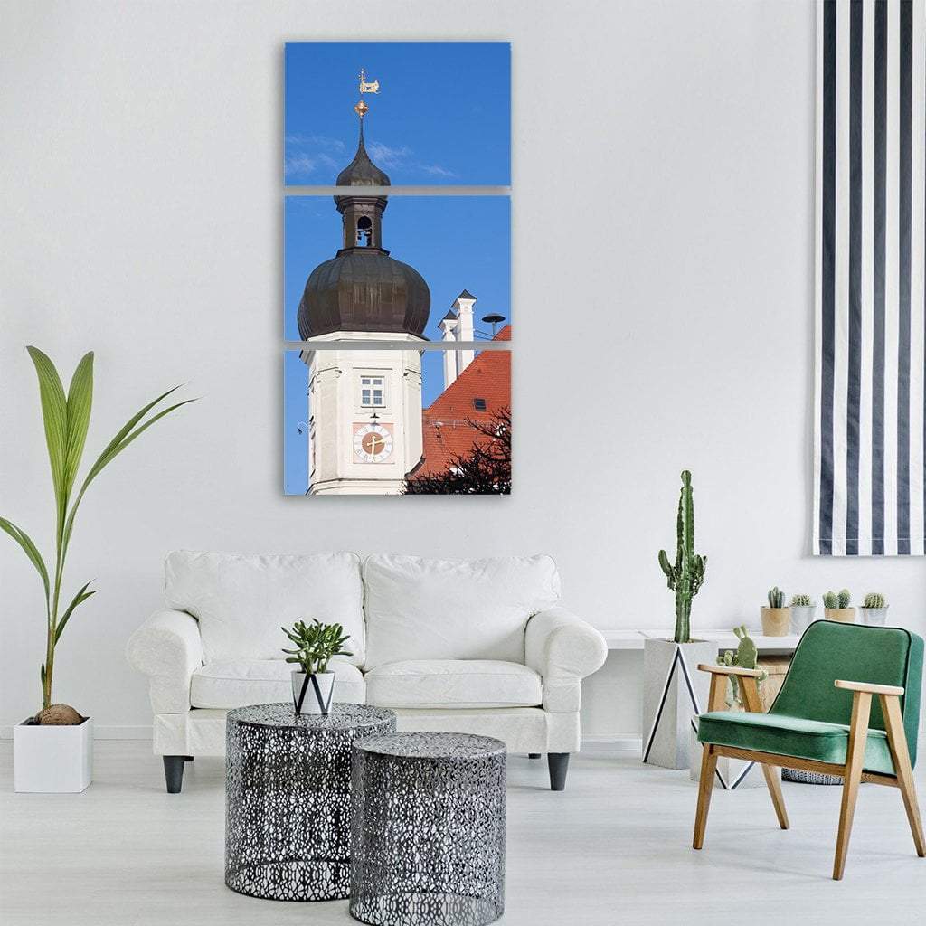 Church Tower Vertical Canvas Wall Art-3 Vertical-Gallery Wrap-12" x 25"-Tiaracle