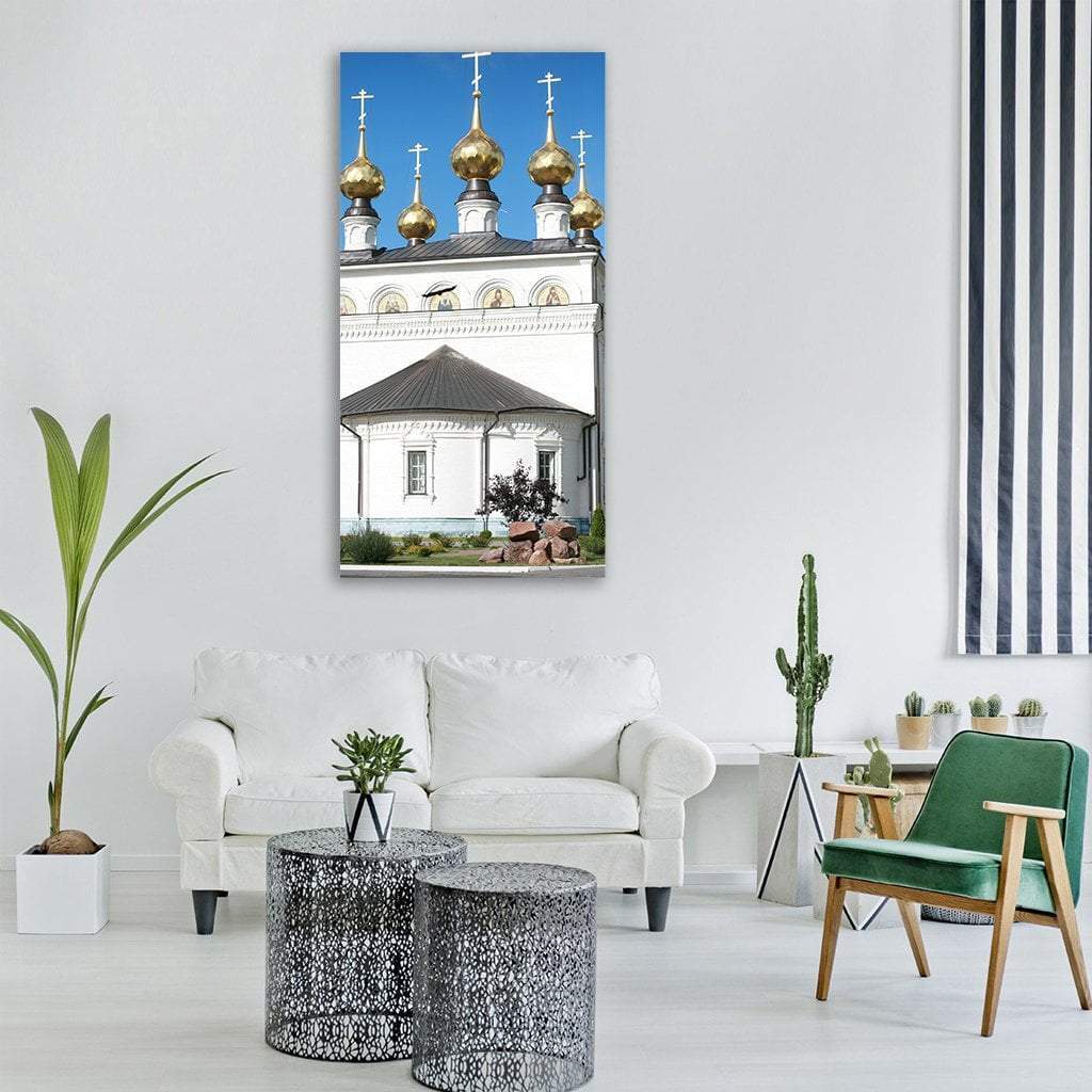 Church Under Blue Sky Vertical Canvas Wall Art-3 Vertical-Gallery Wrap-12" x 25"-Tiaracle