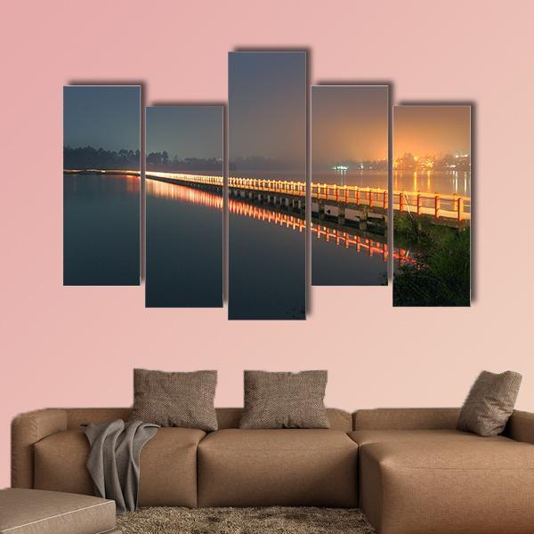 Cileunca Lake Indonesia Canvas Wall Art-5 Pop-Gallery Wrap-47" x 32"-Tiaracle