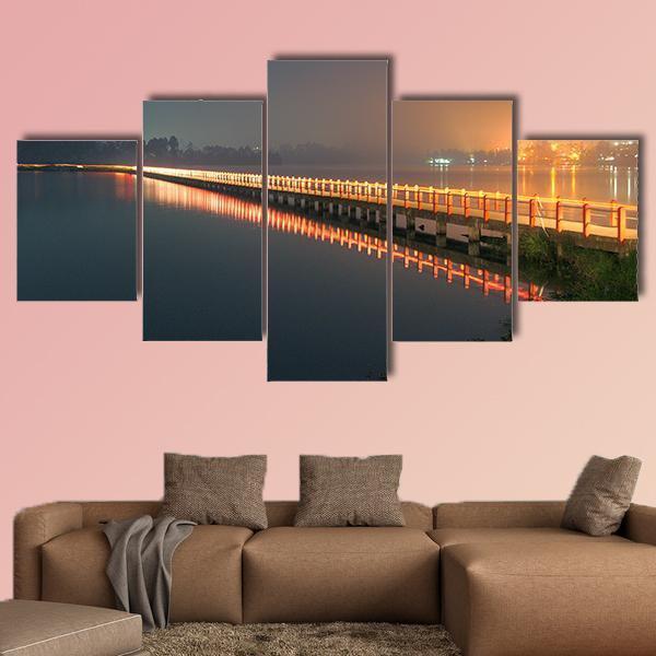 Cileunca Lake Indonesia Canvas Wall Art-5 Star-Gallery Wrap-62" x 32"-Tiaracle
