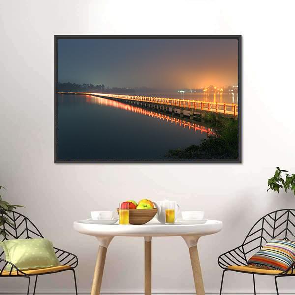 Cileunca Lake Indonesia Canvas Wall Art-1 Piece-Floating Frame-24" x 16"-Tiaracle