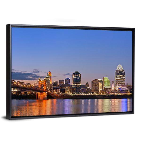 Cincinnati Skyline Canvas Wall Art-3 Horizontal-Gallery Wrap-25" x 16"-Tiaracle