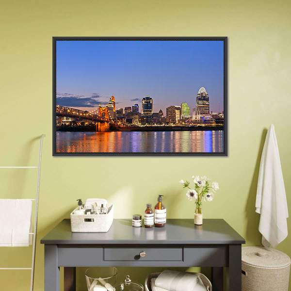 Cincinnati Skyline Canvas Wall Art-3 Horizontal-Gallery Wrap-25" x 16"-Tiaracle