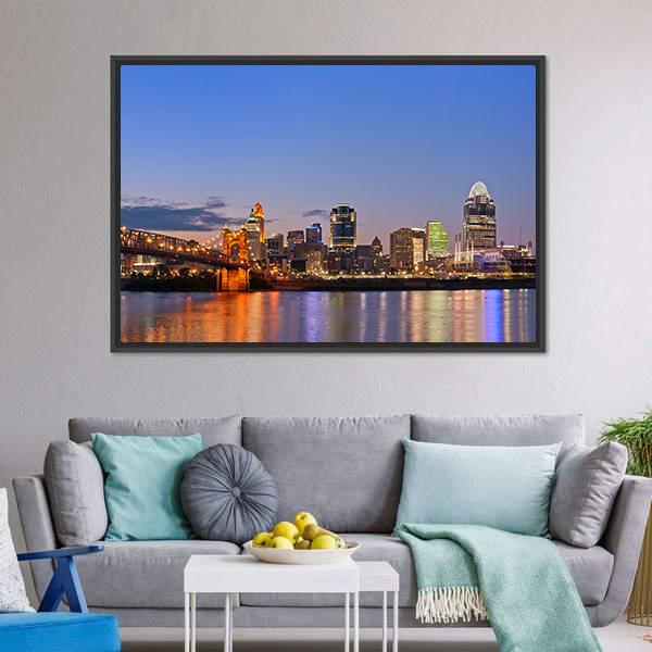 Cincinnati Skyline Canvas Wall Art-3 Horizontal-Gallery Wrap-25" x 16"-Tiaracle