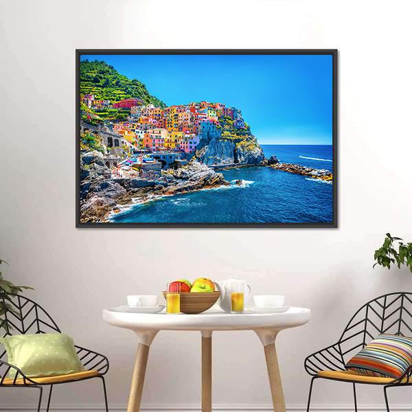 Cinque Terre Italy Canvas Wall Art-1 Piece-Floating Frame-24" x 16"-Tiaracle