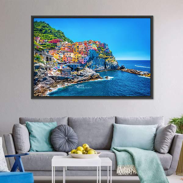 Cinque Terre Italy Canvas Wall Art-5 Horizontal-Gallery Wrap-22" x 12"-Tiaracle