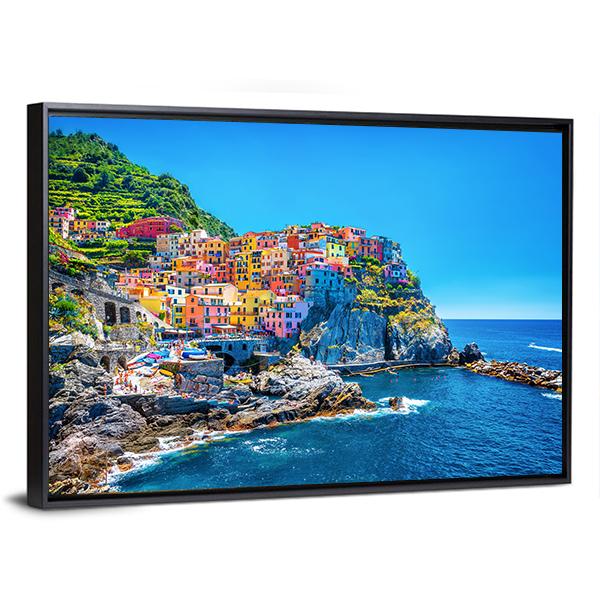 Cinque Terre Italy Canvas Wall Art-5 Horizontal-Gallery Wrap-22" x 12"-Tiaracle