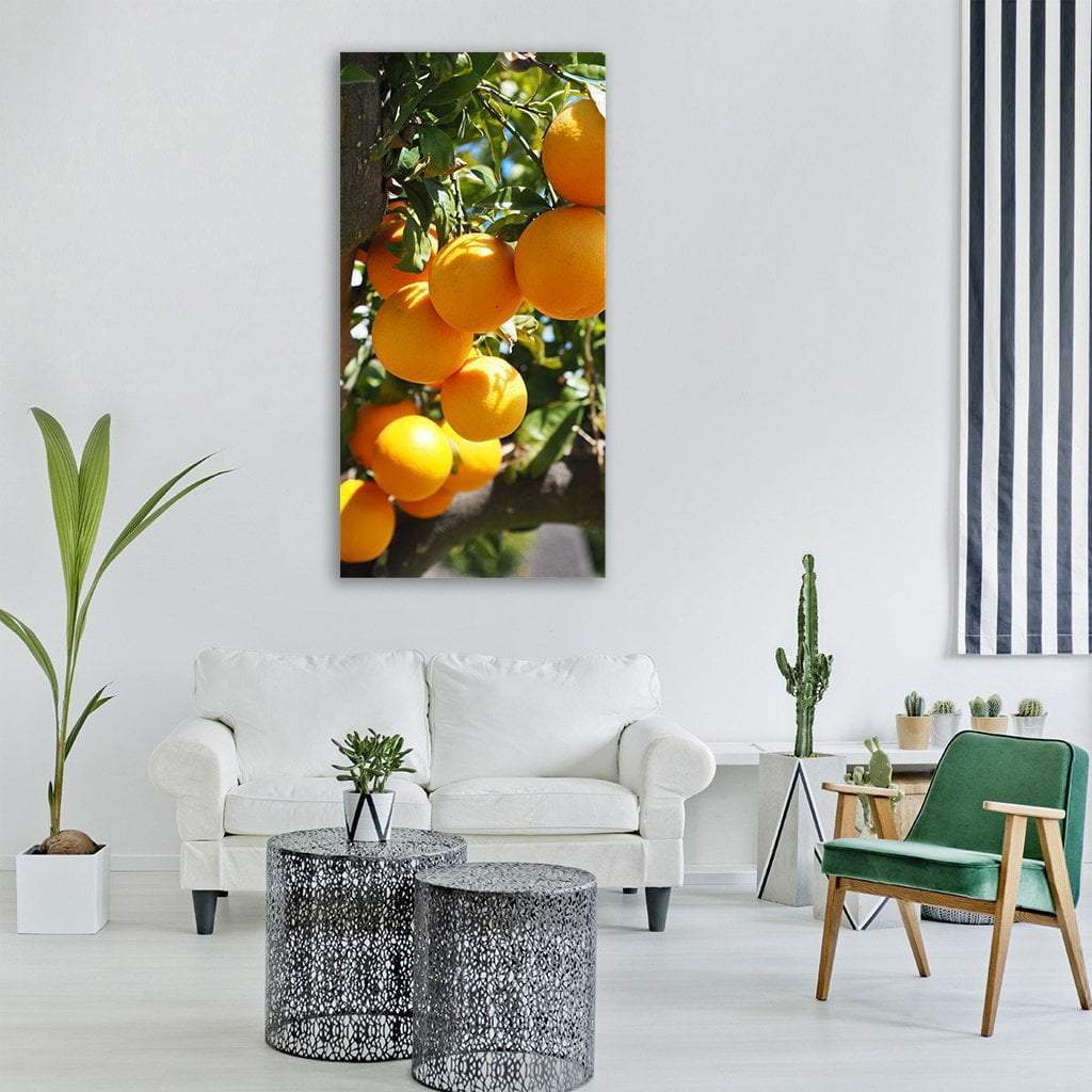 Oranges On Tree Vertical Canvas Wall Art-1 Vertical-Gallery Wrap-12" x 24"-Tiaracle