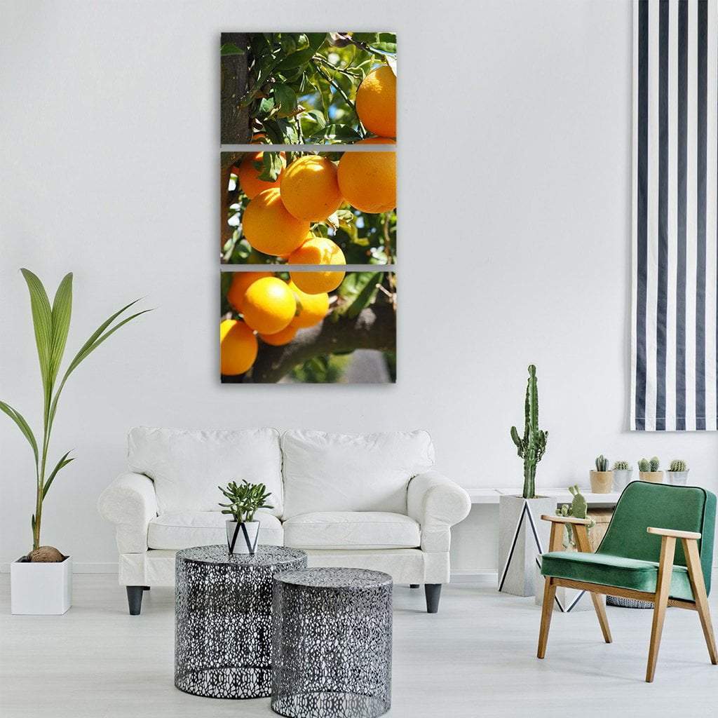 Oranges On Tree Vertical Canvas Wall Art-1 Vertical-Gallery Wrap-12" x 24"-Tiaracle
