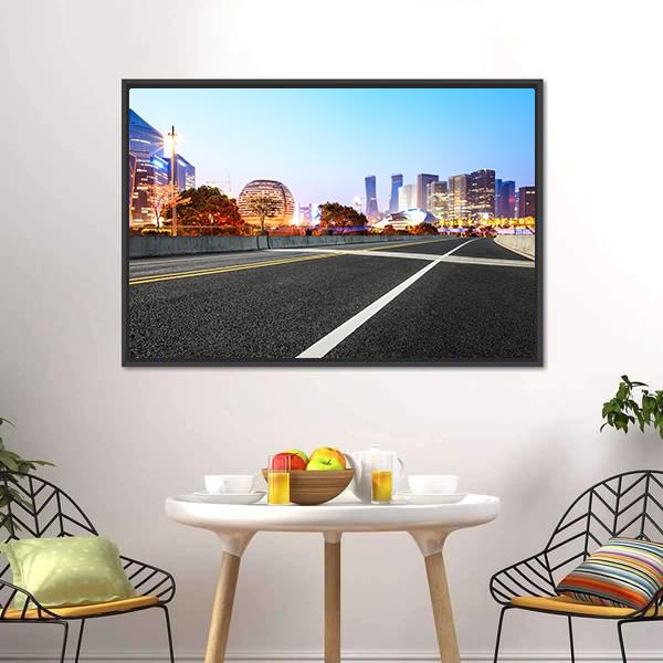 City Buildings In Hangzhou Canvas Wall Art-1 Piece-Floating Frame-24" x 16"-Tiaracle