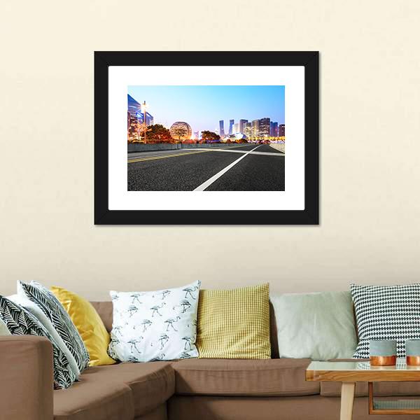 City Buildings In Hangzhou Canvas Wall Art-1 Piece-Framed Print-20" x 16"-Tiaracle