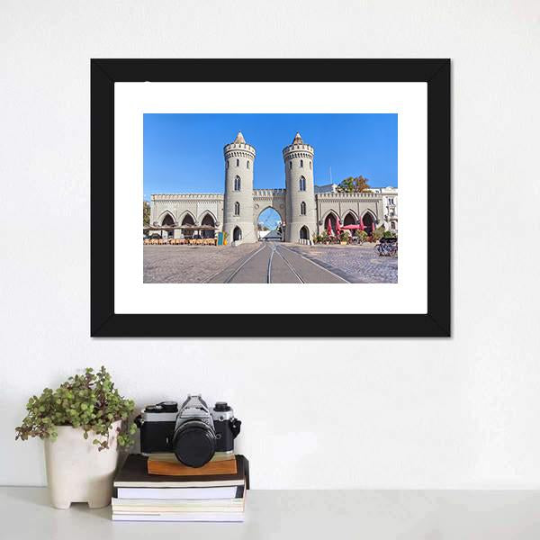 City Gate In Potsdam Canvas Wall Art-1 Piece-Framed Print-20" x 16"-Tiaracle