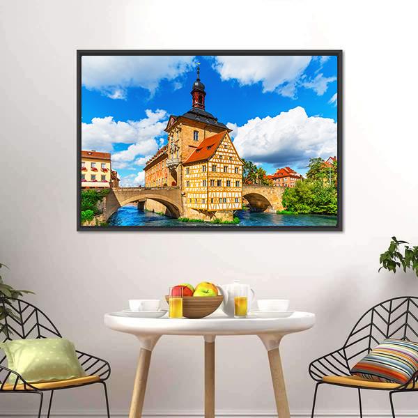 City Hall Building Bamberg Canvas Wall Art-1 Piece-Floating Frame-24" x 16"-Tiaracle