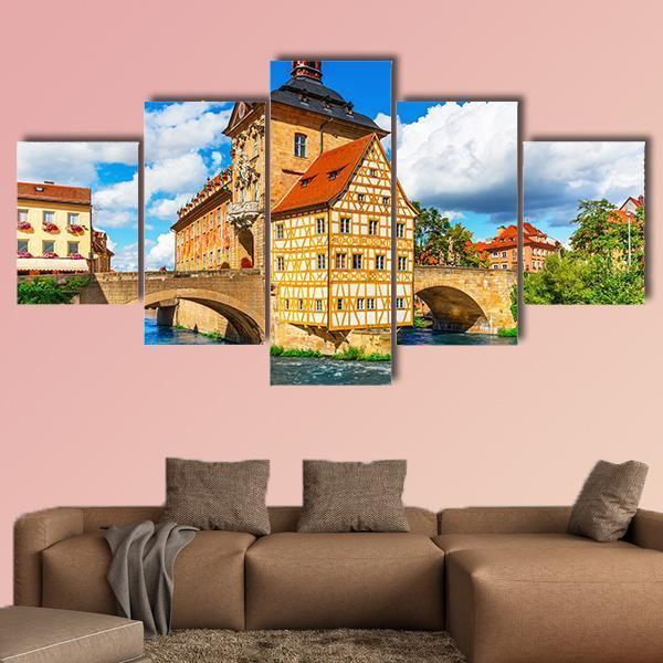 City Hall Building Bamberg Canvas Wall Art-5 Star-Gallery Wrap-62" x 32"-Tiaracle