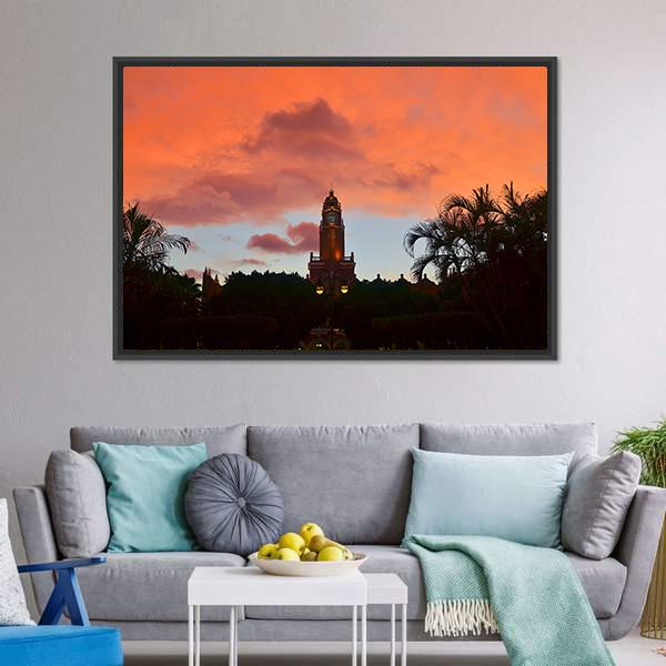 City Hall In Zocalo Panoramic Canvas Wall Art-1 Piece-36" x 12"-Tiaracle