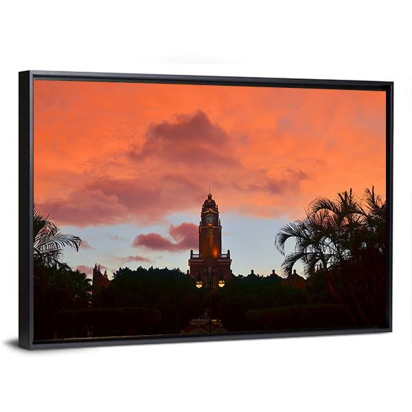 City Hall In Zocalo Panoramic Canvas Wall Art-1 Piece-36" x 12"-Tiaracle