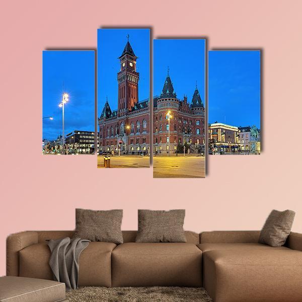 City Hall Of Helsingborg Canvas Wall Art-4 Pop-Gallery Wrap-50" x 32"-Tiaracle