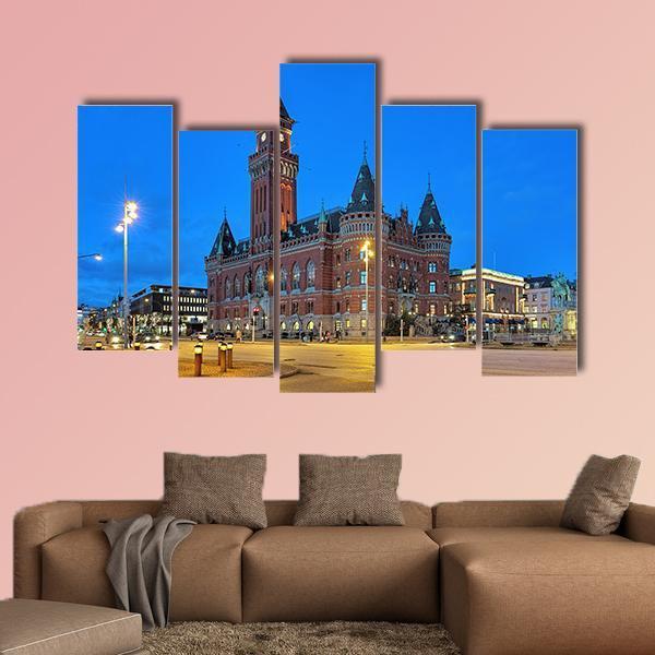 City Hall Of Helsingborg Canvas Wall Art-5 Pop-Gallery Wrap-47" x 32"-Tiaracle