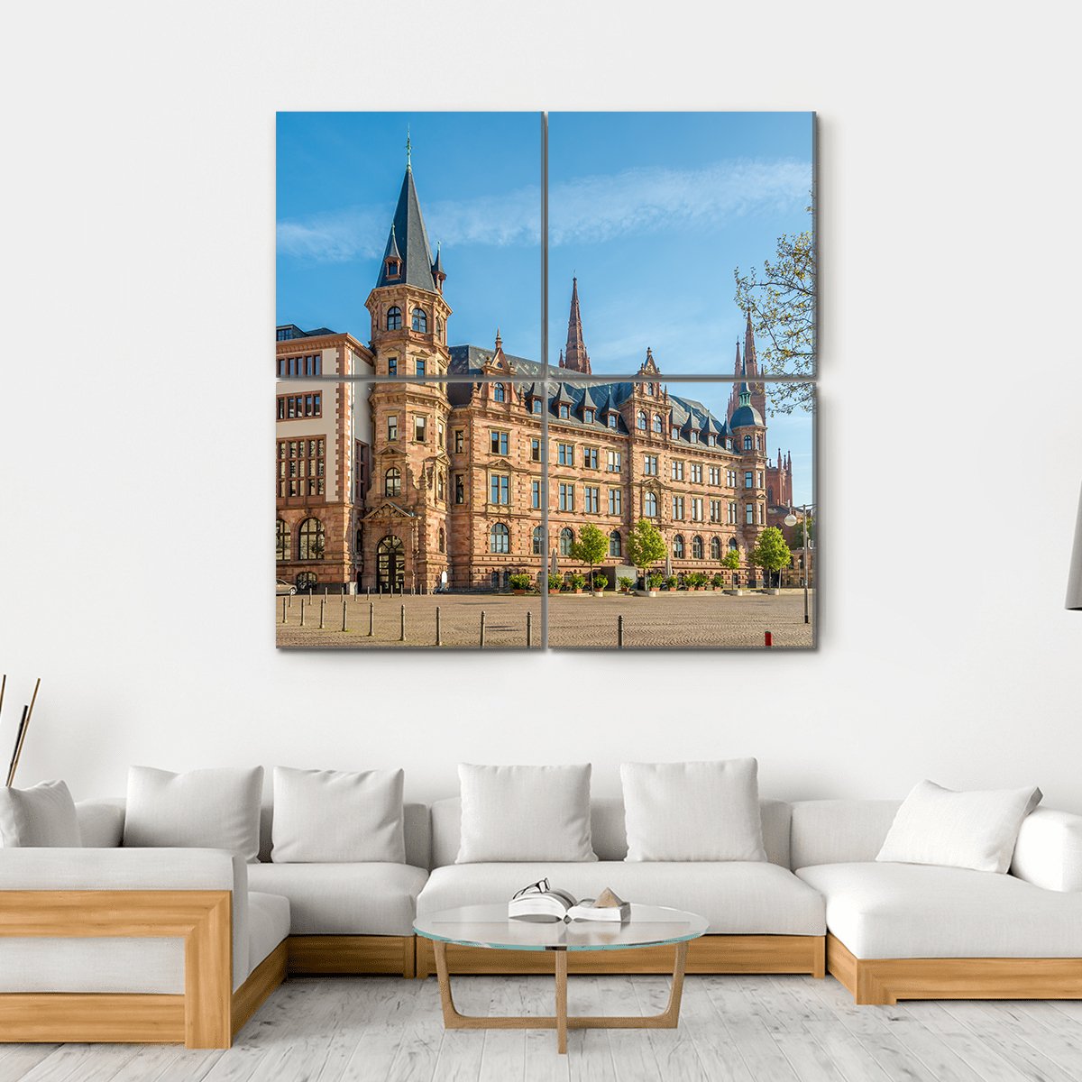 City Hall Wiesbaden Canvas Wall Art-4 Square-Gallery Wrap-17" x 17"-Tiaracle