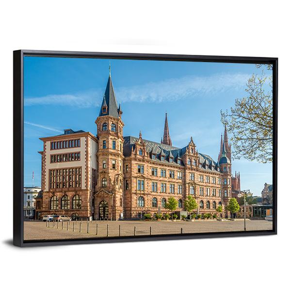 City Hall Wiesbaden Canvas Wall Art-3 Horizontal-Gallery Wrap-25" x 16"-Tiaracle