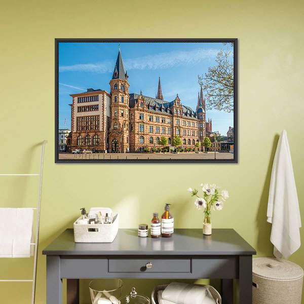 City Hall Wiesbaden Canvas Wall Art-3 Horizontal-Gallery Wrap-25" x 16"-Tiaracle