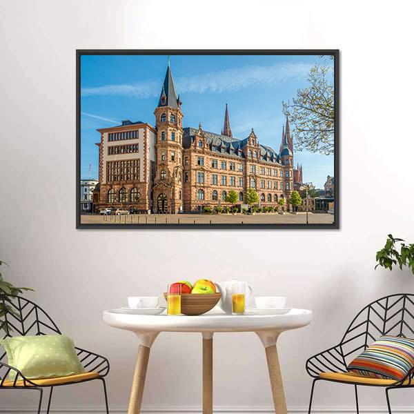 City Hall Wiesbaden Canvas Wall Art-1 Piece-Floating Frame-24" x 16"-Tiaracle