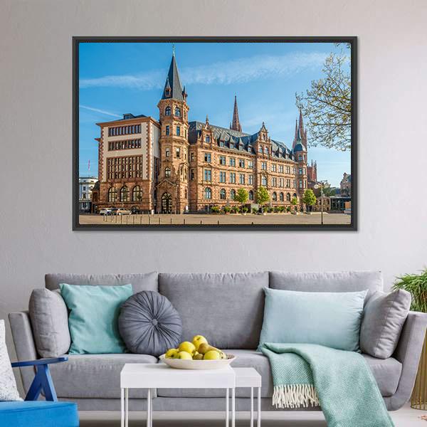 City Hall Wiesbaden Canvas Wall Art-3 Horizontal-Gallery Wrap-25" x 16"-Tiaracle