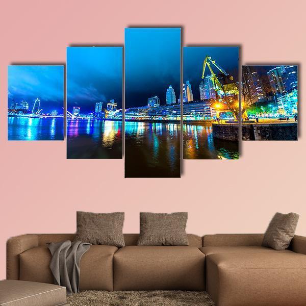 City Lights At Buenos Aires Canvas Wall Art-5 Star-Gallery Wrap-62" x 32"-Tiaracle