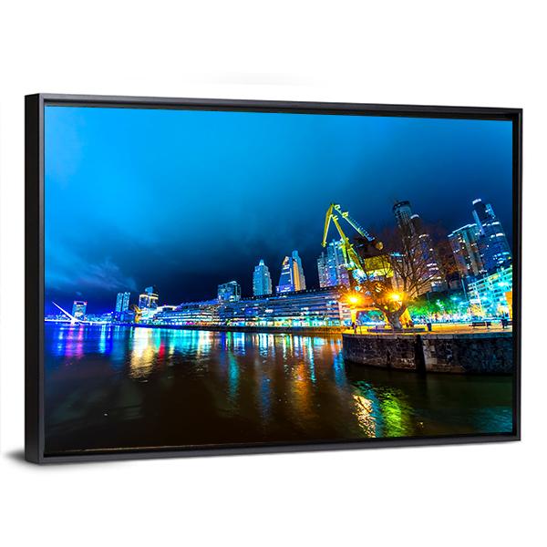 City Lights At Buenos Aires Canvas Wall Art-3 Horizontal-Gallery Wrap-25" x 16"-Tiaracle