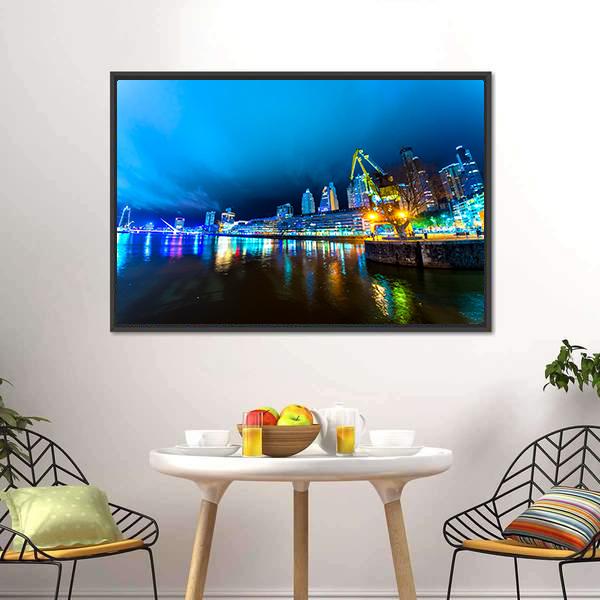 City Lights At Buenos Aires Canvas Wall Art-1 Piece-Floating Frame-24" x 16"-Tiaracle