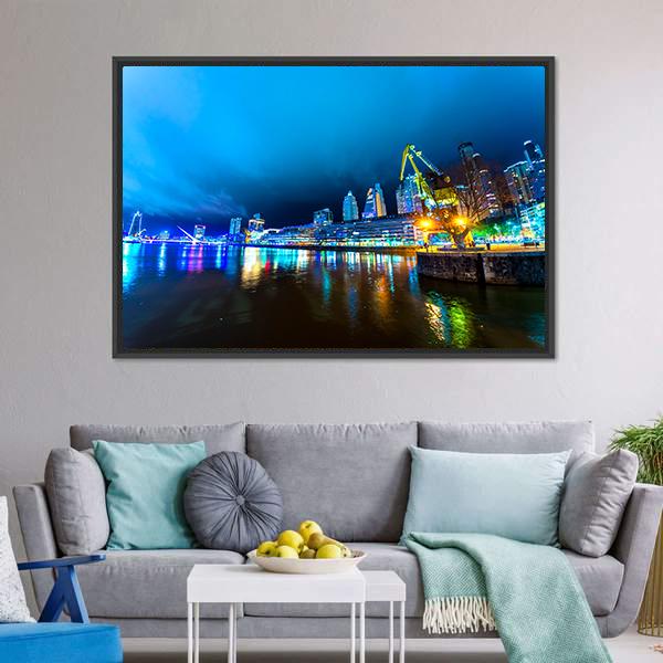 City Lights At Buenos Aires Canvas Wall Art-3 Horizontal-Gallery Wrap-25" x 16"-Tiaracle