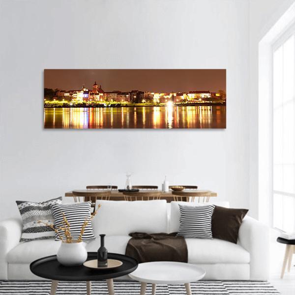 Buildings Near River Wisla Panoramic Canvas Wall Art-1 Piece-36" x 12"-Tiaracle