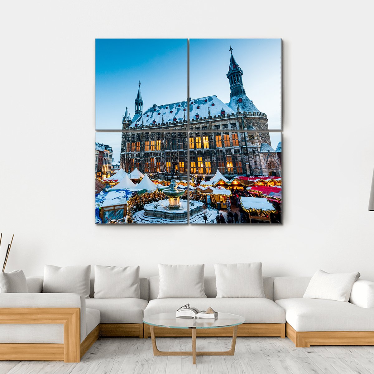 City Of Aachen Canvas Wall Art-4 Square-Gallery Wrap-17" x 17"-Tiaracle