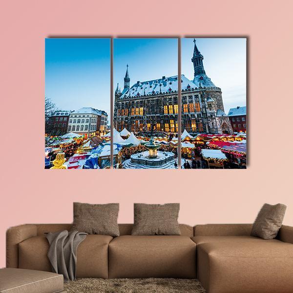 City Of Aachen Canvas Wall Art-3 Horizontal-Gallery Wrap-25" x 16"-Tiaracle