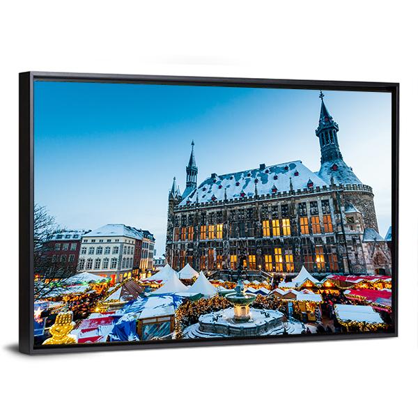 City Of Aachen Canvas Wall Art-3 Horizontal-Gallery Wrap-25" x 16"-Tiaracle