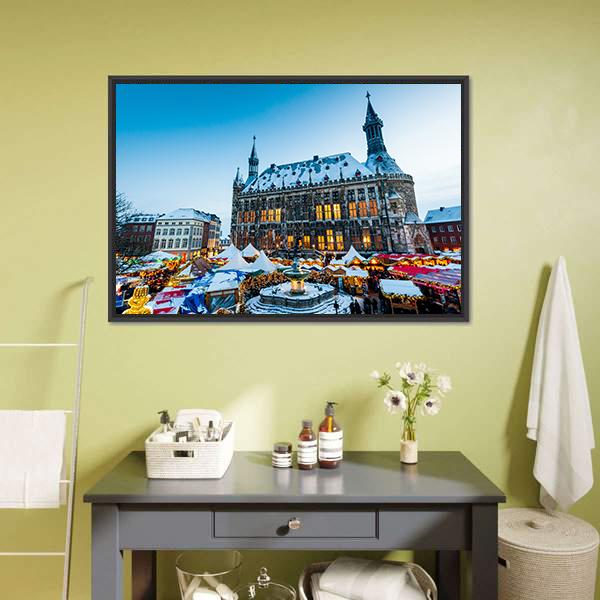 City Of Aachen Canvas Wall Art-3 Horizontal-Gallery Wrap-25" x 16"-Tiaracle