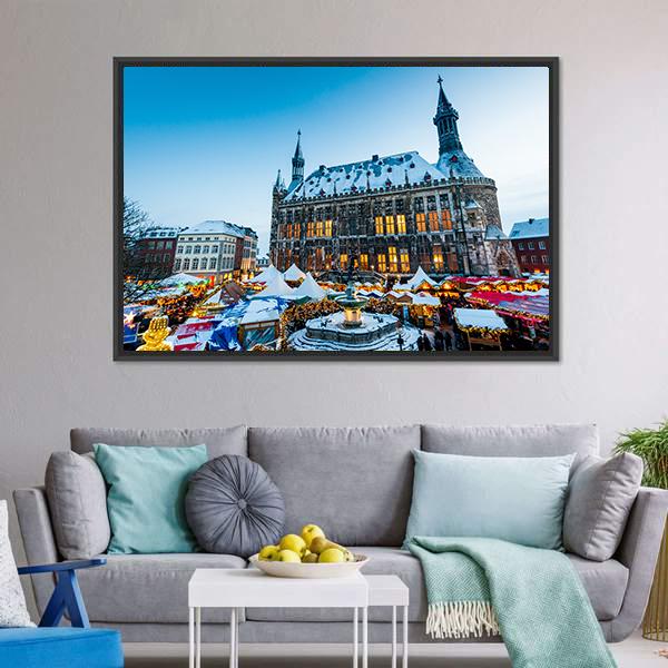 City Of Aachen Canvas Wall Art-3 Horizontal-Gallery Wrap-25" x 16"-Tiaracle