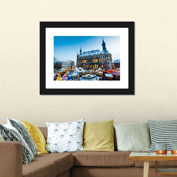 City Of Aachen Canvas Wall Art-1 Piece-Framed Print-20" x 16"-Tiaracle
