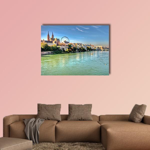 City Of Basel Switzerland Canvas Wall Art-1 Piece-Gallery Wrap-48" x 32"-Tiaracle