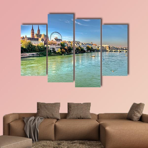 City Of Basel Switzerland Canvas Wall Art-4 Pop-Gallery Wrap-50" x 32"-Tiaracle
