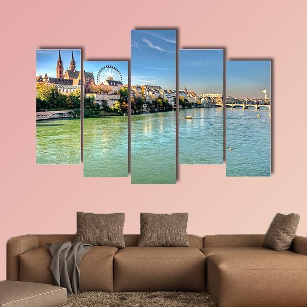 City Of Basel Switzerland Canvas Wall Art-5 Pop-Gallery Wrap-47" x 32"-Tiaracle