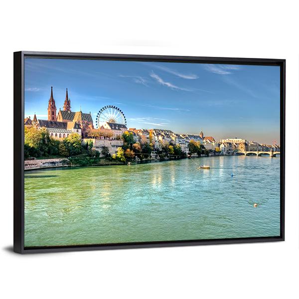 City Of Basel Switzerland Canvas Wall Art-3 Horizontal-Gallery Wrap-25" x 16"-Tiaracle