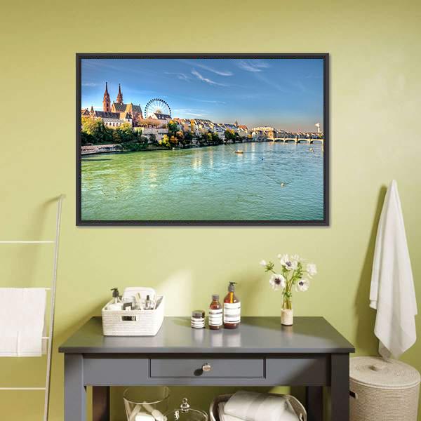 City Of Basel Switzerland Canvas Wall Art-3 Horizontal-Gallery Wrap-25" x 16"-Tiaracle